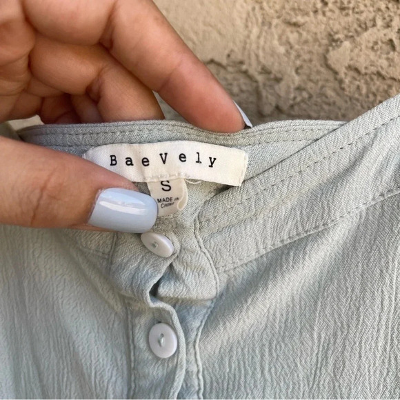 BaeVely Women's Seafoam Green Bohemian Button Tiered Long Maxi Dress Size Small - Picture 4 of 7